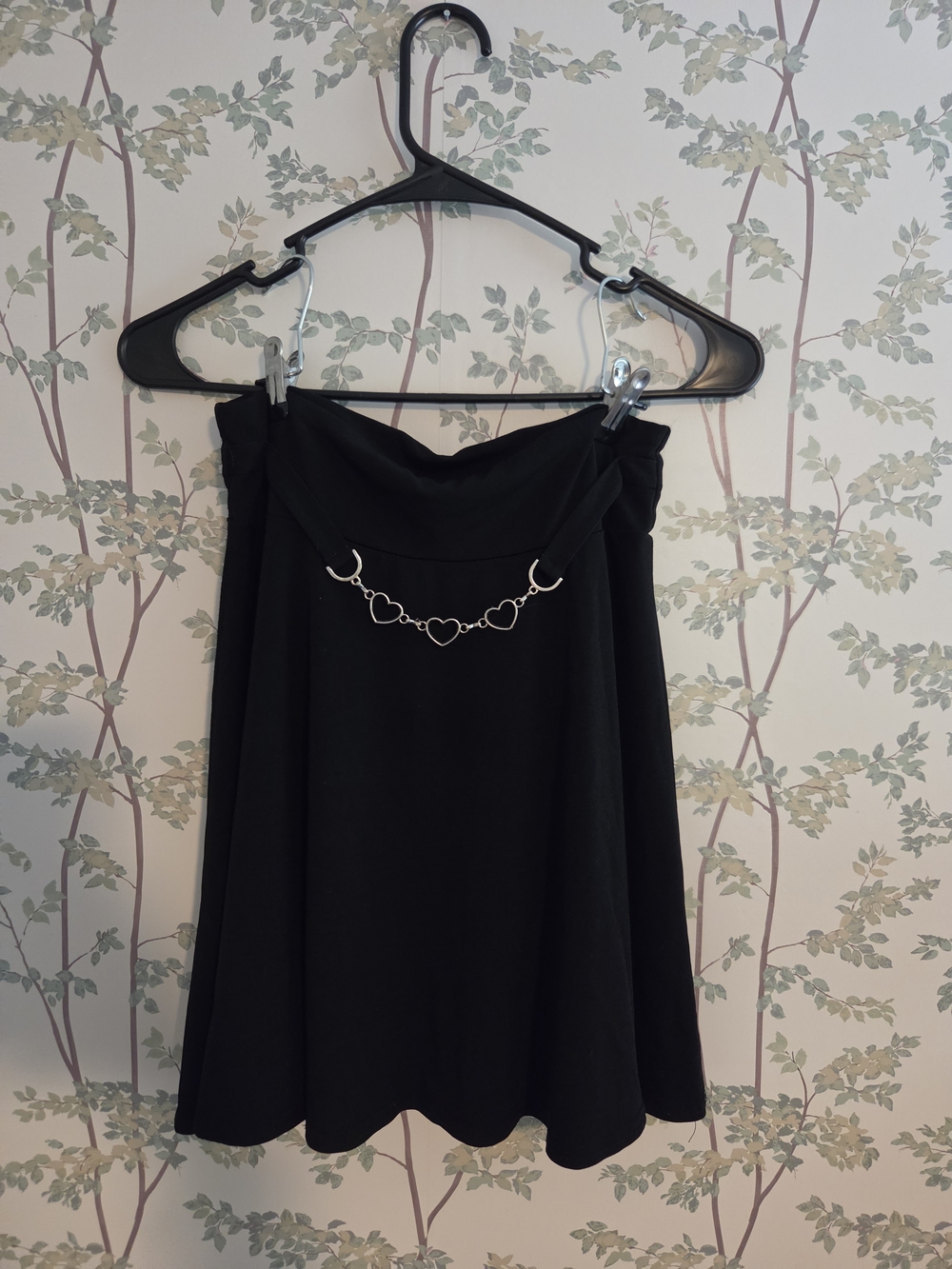 Black Skater Skirt with Heart Chain Detail